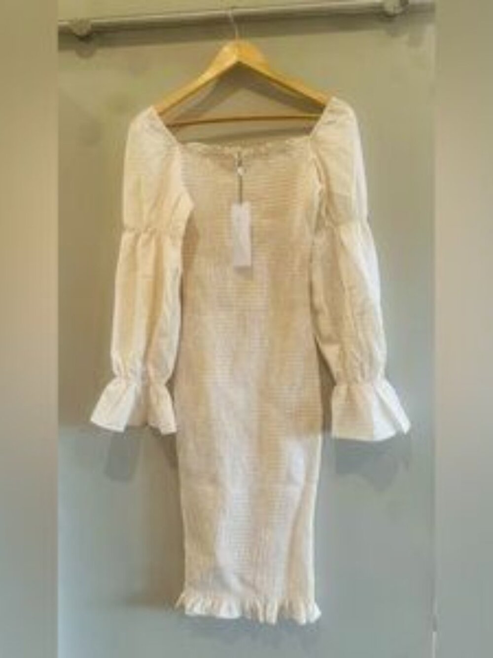 SNDYS Courtney Smocked Midi Dress - Cream, Size 6 - Picture 5 of 11